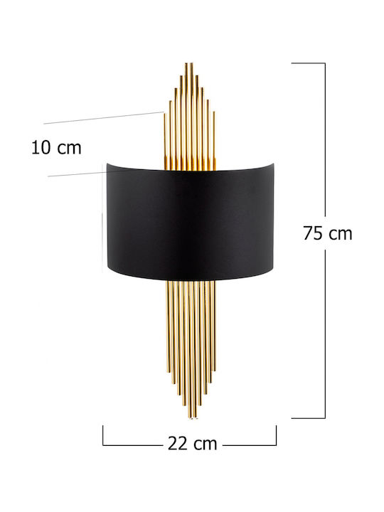 HomeMarkt Modern Lamp Wall with Socket E27 Black 75x35x10cm