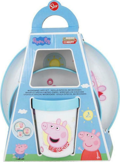 Stor Set Essgeschirr Peppa Pig aus Kunststoff mit rutschfester Basis Mehrfarbig 3Stück