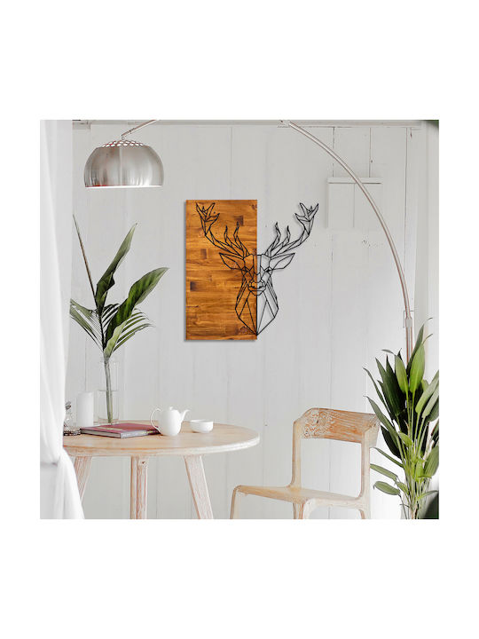 HomeMarkt 3D Mixed Art Deer Μαύρο από Ξύλο 56x3x58cm