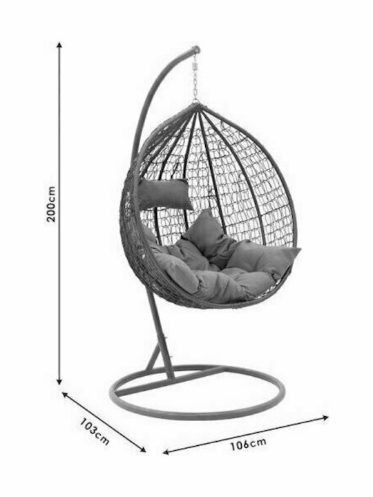 Zafer Metallic Swing Nest with Stand White L106xW103xH200cm