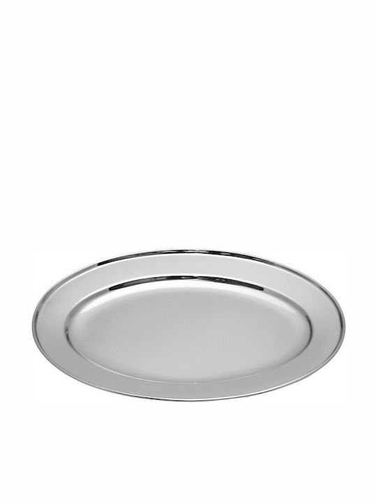 Veltihome Oval Stainless Steel Serving Platter Silver 35cm