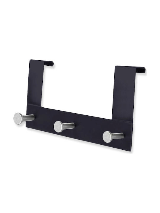 Grekon Metallic Door Hook with 3 Positions Black 28x13cm