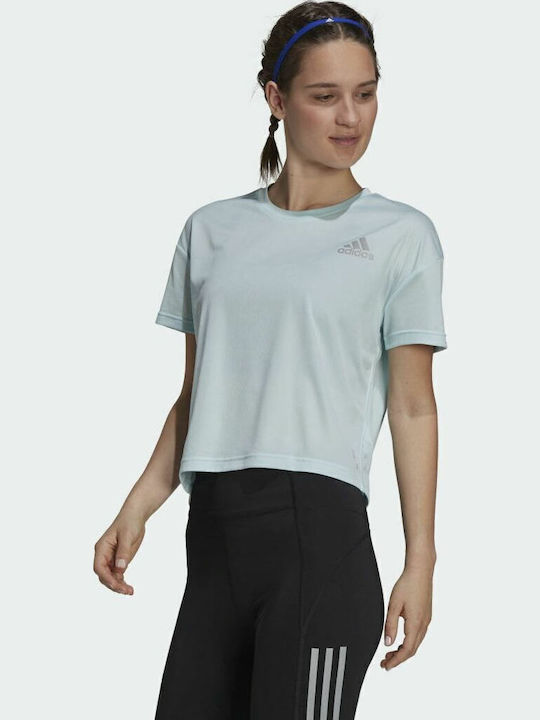 Fast Primeblue Γυναικείο Crop T-shirt Fast Drying με Διαφάνεια Halo Blue