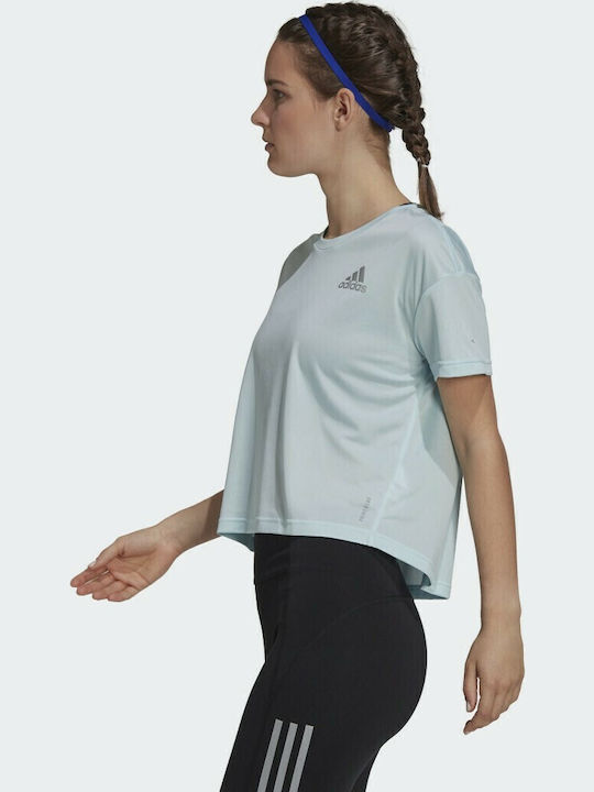 Fast Primeblue Γυναικείο Crop T-shirt Fast Drying με Διαφάνεια Halo Blue
