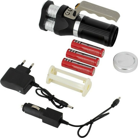 GloboStar Rechargeable Flashlight LED IP65 with Maximum Brightness 3000lm Car & Socket Black