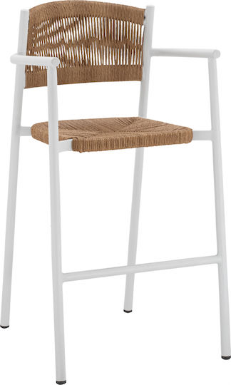 Gartenhocker Für Bar Außeneinsatz Aus Aluminium Weiß 55,5x58x107cm
