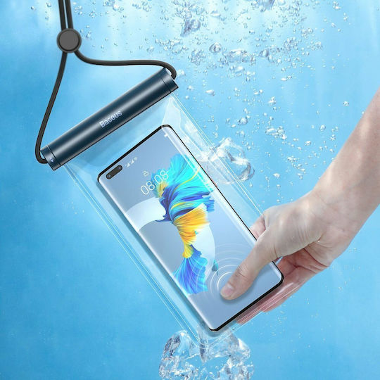 Baseus Transparent Waterproof Bag Wasserdichtes Gehäuse bis 6.7" Blau ACFSD-E03