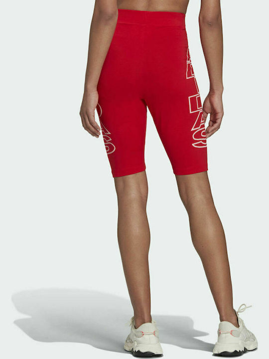 Adidas Letter Women's Bike Training Legging High Waisted Red