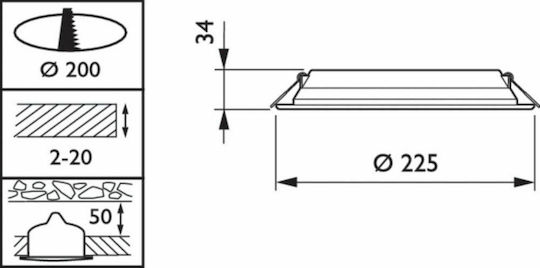 Philips Recessed LED Panel 23W 22.5 cm Philips Recessed LED Panel 23W 22.5 cm