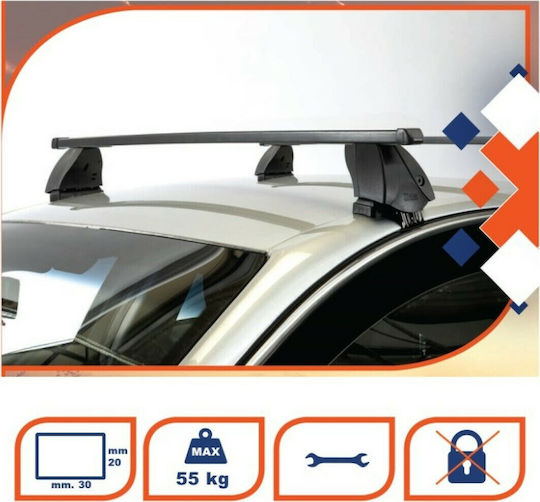 K39 Autodachträger Metallisch BSM130-K12 130cm für Kia Optima 4D mit Dachträgerfüßen Schwarz
