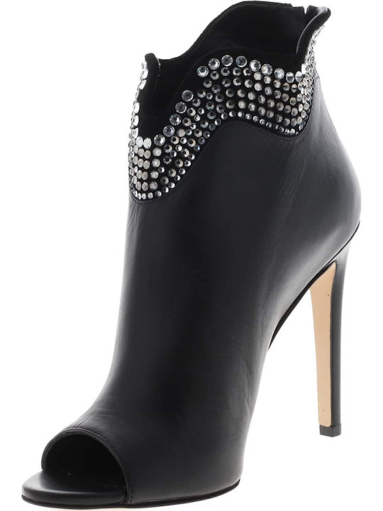 Leder Damen Stiefeletten Ankle Boots Schwarz