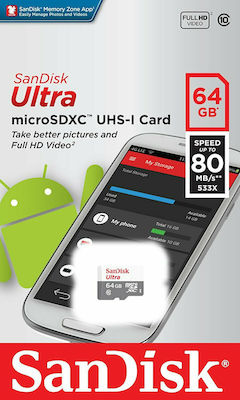 Sandisk Ultra microSDXC 64GB Class 10 UHS-I with Adapter