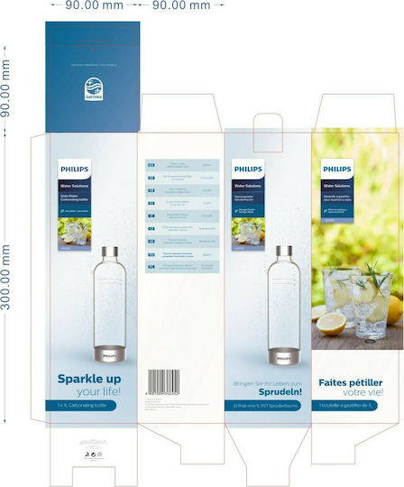 Philips Μπουκάλι Νερού Πλαστικό με Βιδωτό Καπάκι Διάφανο 1000ml