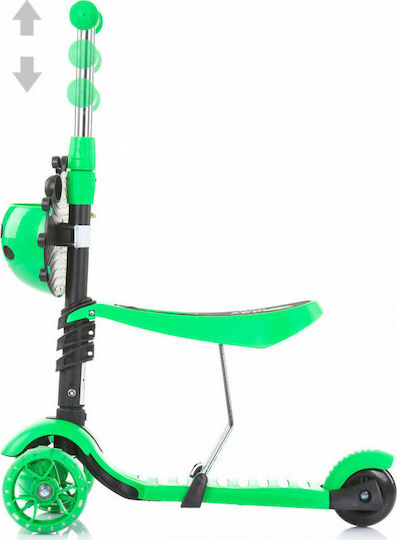 Chipolino Scuter Copii Kiddy Evo LED 3 Roți Cu Scaun Pentru 3+ Ani Verde