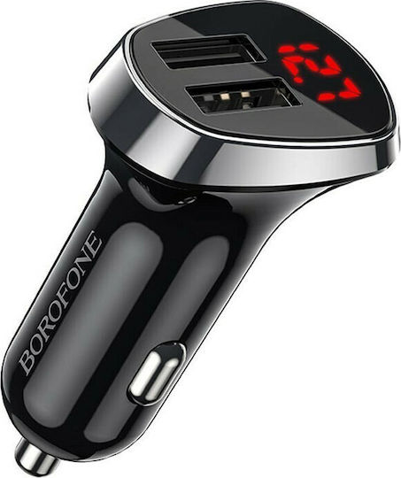 Borofone BZ15 Car Charger 12W 2.4A with Ports: 2xUSB Black Color