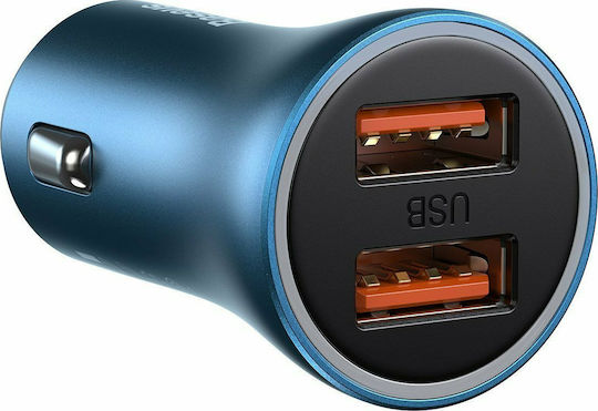 Baseus Car Charger 5A Fast Charging with Ports: 2xUSB Blue Color