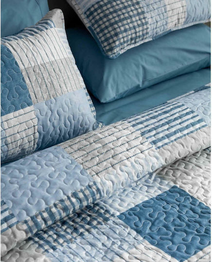 Vesta Home Σετ Κουβερλί Υπέρδιπλο από Πολυεστέρα Blue 220x230cm 3τμχ