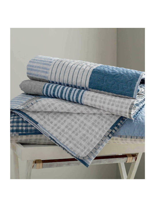 Vesta Home Double Coverlet Set Made of Polyester Blue 220x230cm 3 Pieces