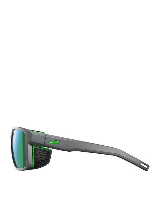 Julbo Shield Men's Sunglasses with Gray Plastic Frame and Green Lens J5061120