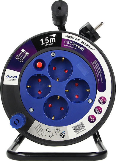 Orno Cablu de prelungire 4 locuri cu cablu de 15m Diametru 3 x 1.5mm² Neagră