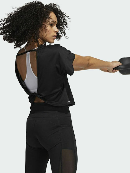 Primeblue Women's Summer Crop Top Short Sleeve Black