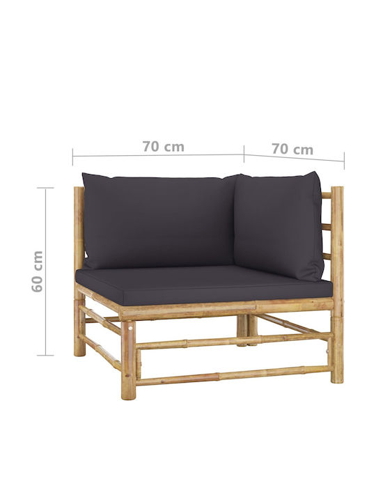 Canapea de colț Exterior Bambus cu Perne 190x65x60cm