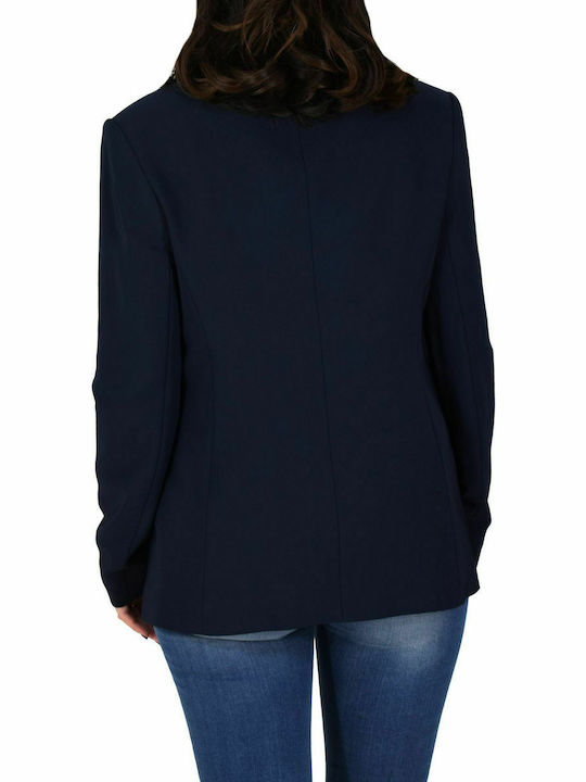 Toi&Moi Lang Damen Krepp Blazer Marineblau