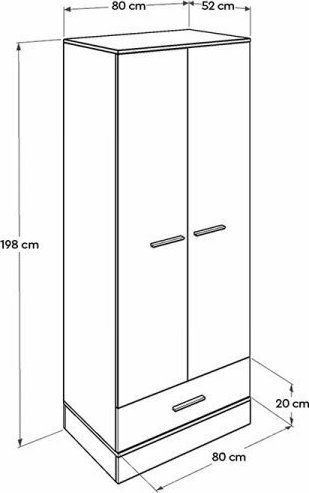 Doppeltür Kleiderschrank Base White / Sonoma 80x52x198cm
