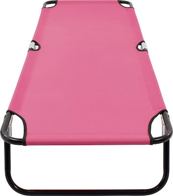 vidaXL Foldable Steel Beach Sunbed Pink 190x58x28cm