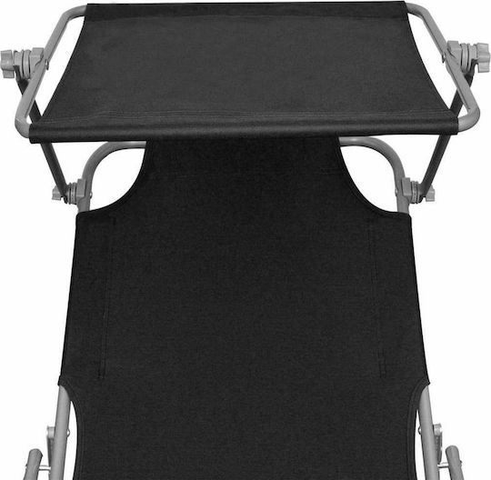 vidaXL Strandliegen Schwarz Faltbar mit Sonnenschirm 188.5x57.5x27cm. 1Stück
