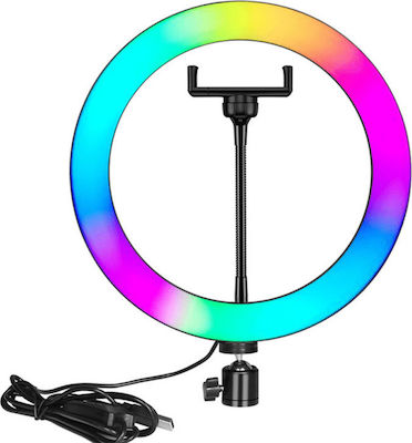 RGB Ring Light MJ33 RGB 33cm 3000-6000K με Τρίποδο Δαπέδου και Βάση για Κινητό