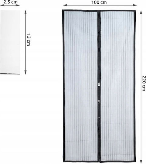SPM Moskitonetz Tür mit Klebeband mit Magnetverschluss Schwarzes 220x100cm