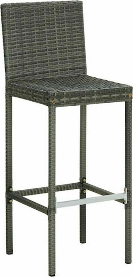 Scaun Rafturi și dulapuri pentru vin de Grădină Rattan cu pernă Gri 2buc 40x44x108cm
