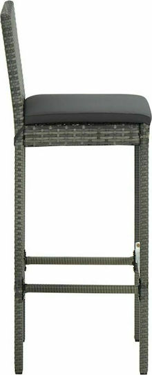 Scaun Rafturi și dulapuri pentru vin de Grădină Rattan cu pernă Gri 2buc 40x44x108cm