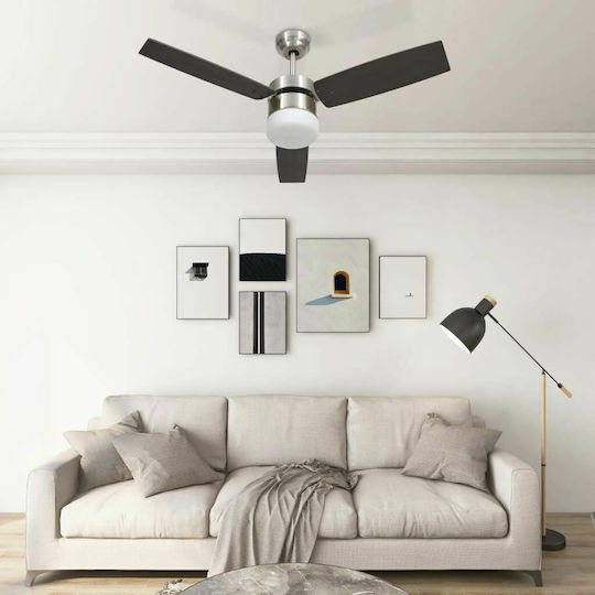 vidaXL Ceiling Fan 108cm with Light Fixture Brown / Silver