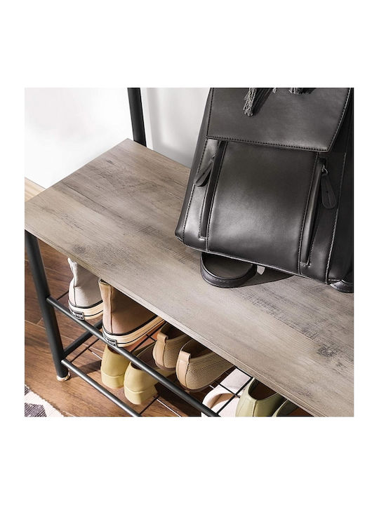 Entry Furniture with Hanger & Shoe Rack Gray 70x32x175cm