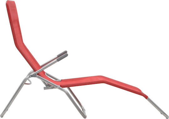 vidaXL Folding Beach Sunbeds Red Steel 142x60x97cm 2 Pieces