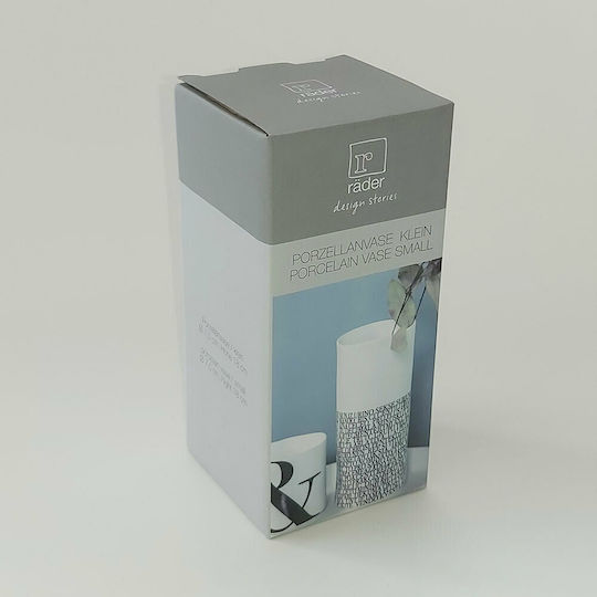 Rader Διακοσμητικό Βάζο Πορσελάνης Text Λευκό Φ7.5xΥ18cm