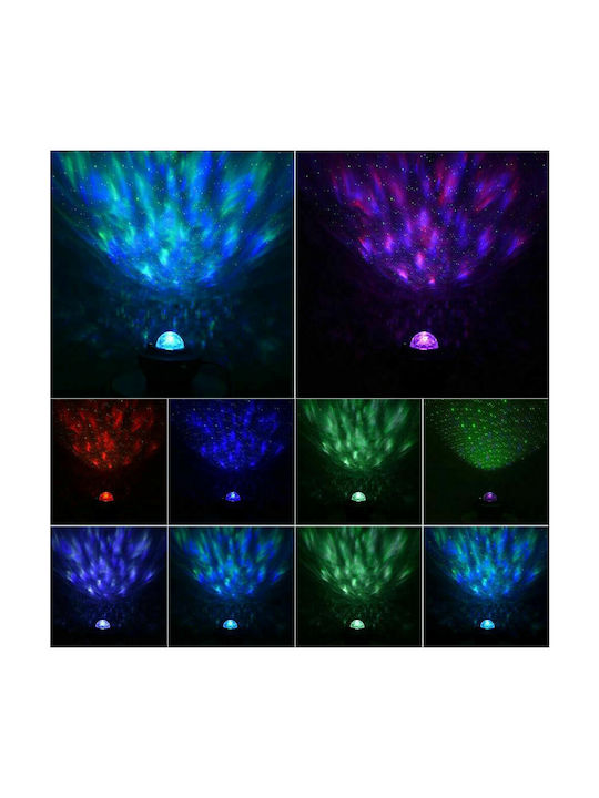 Led Rotating Kids Projector Lamp Starry Ocean Wave with Star Projection with Color Changes Black 16x16x12εκ.