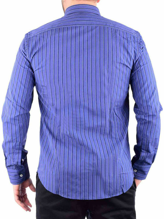 La Martina Men's Shirt Long Sleeve Cotton Striped Blue