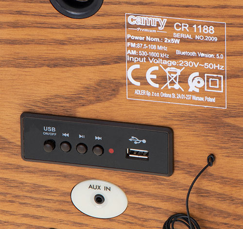Camry CR 1188 Retro Επιτραπέζιο Ραδιόφωνο Ρεύματος με Bluetooth και USB Καφέ
