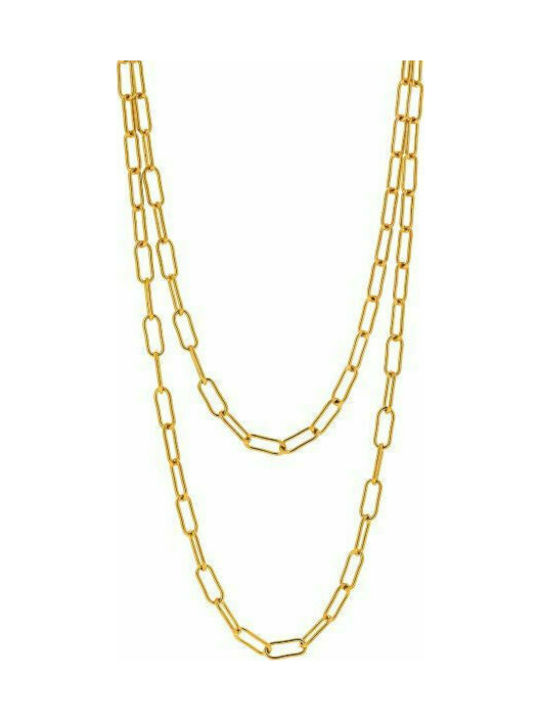 Visetti Chain Neck from Steel Gold-plated Wide Thickness 7.5mm and Length 45cm