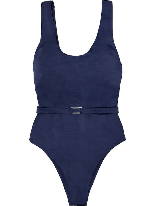 One Piece Swimsuit With Removable Padding For Large Bust Navy Blue