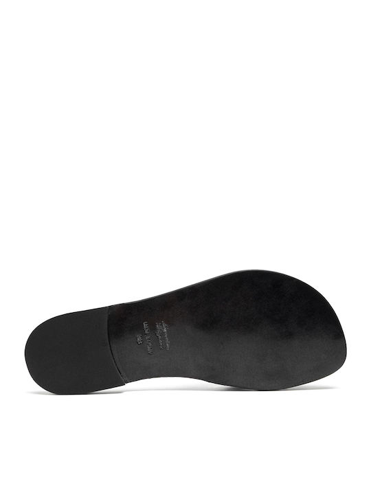 Leder Flache Sandalen für Damen in Schwarz Farbe