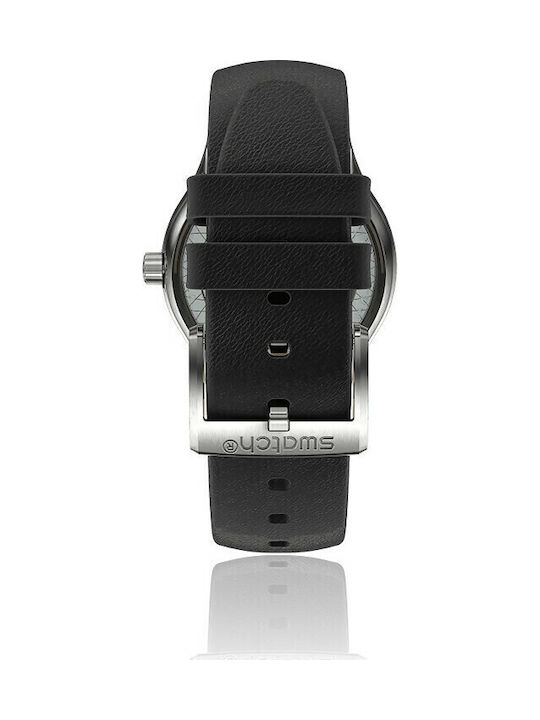 Swatch Непобедимо Мъжко часовник 42mm Хронограф Автоматичен с Черна кожена каишка