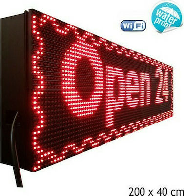 LED Beschriftung Einseitig Wasserdicht USB 200x40cm Rot