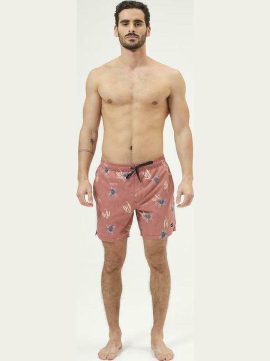 R Men's Swimwear Shorts Orange with Patterns