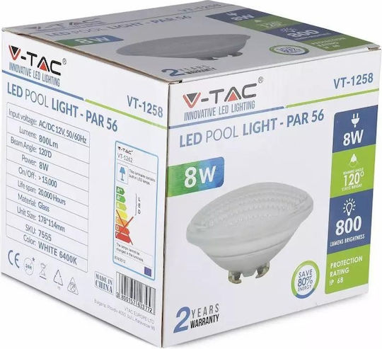 V-TAC VT-1258 Λάμπα Πισίνας 8W για Ντουί GX53
