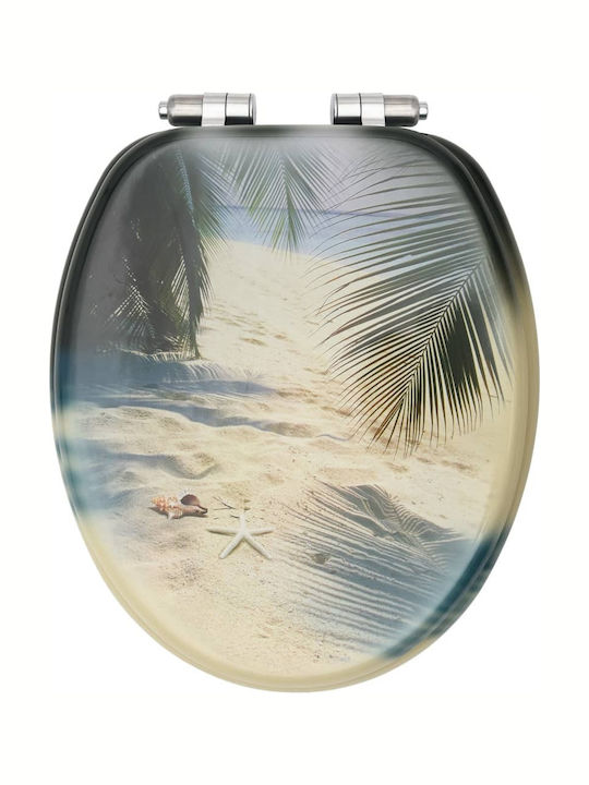 vidaXL Wooden Toilet Seat Soft Close 42.5x35.8cm Beach