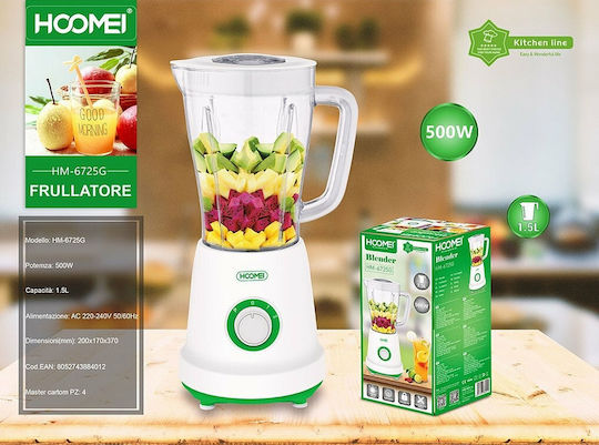 Hoomei Blender with Plastic Jug 1.5 lt 500W Green HM-6725G